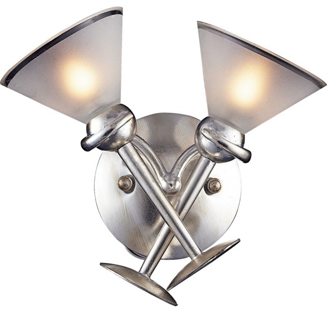 Martini Glass Silver Leaf Finish 2-Light Wall Sconce - Contemporary - Wall Sconces - by Lighting ...